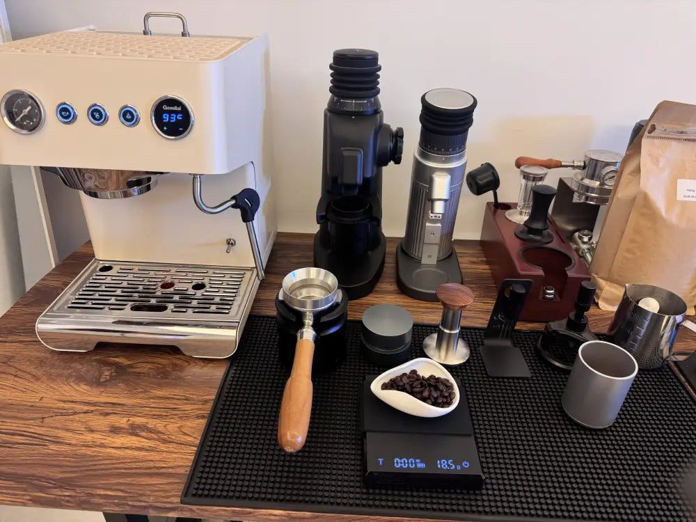 coffee scale for espresso in a home barista setup