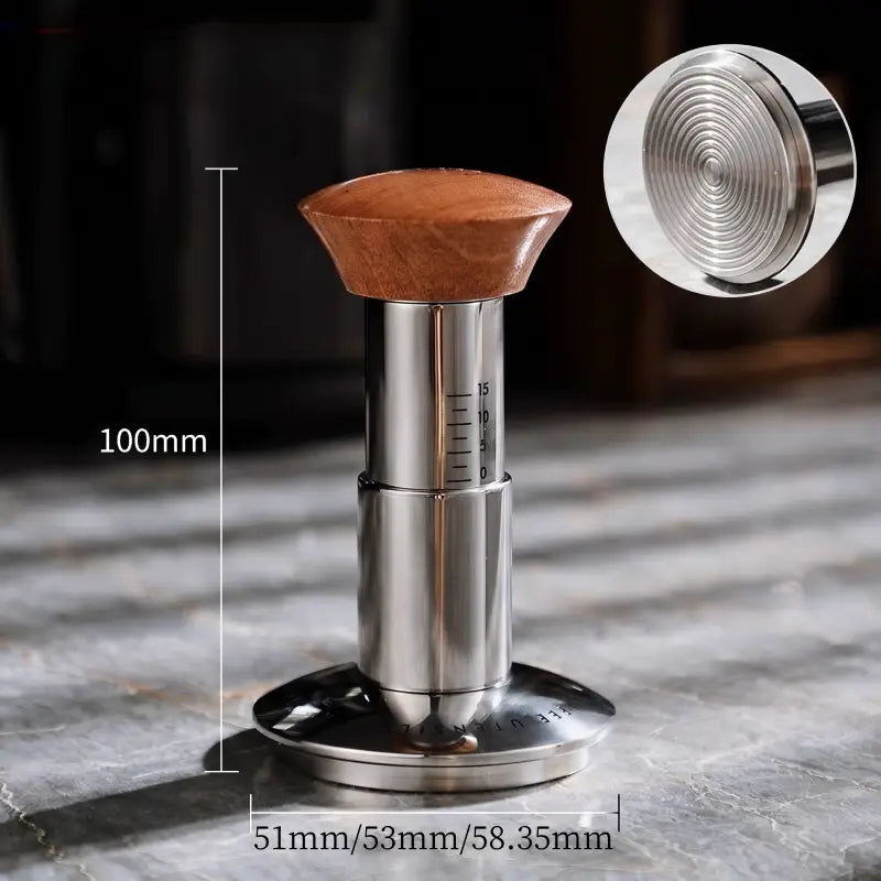 Calibrated espresso tamper size options: 51mm, 53mm, and 58.35mm