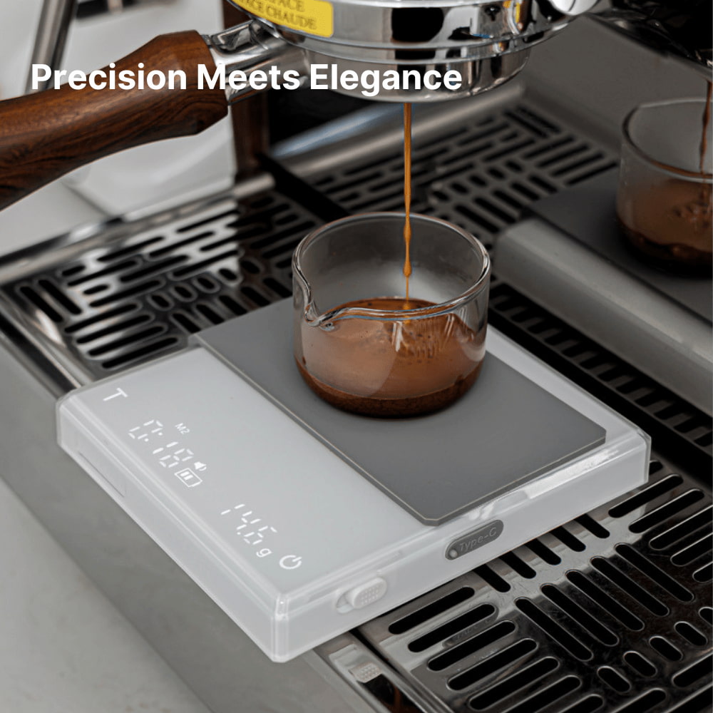 espresso scale with timer under espresso machine
