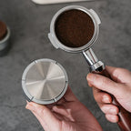 Close-up of the 304 food-grade stainless steel ripple base of Culturbo espresso tool.