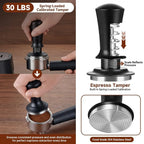 30 lbs spring loaded calibrated espresso tamper for consistent extraction pressure.