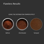 Comparison of coffee grounds before and after using distributor.