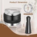 Dimensions for 51mm espresso dual distributor tamper and dosing funnel set.