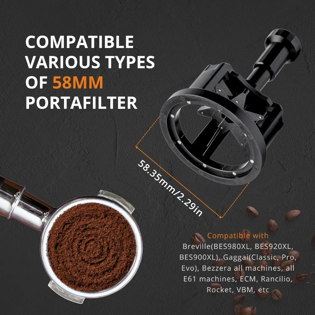 54mm espresso distribution spin WDT tool perfect fit for Breville Barista Express BES870 portafilter.