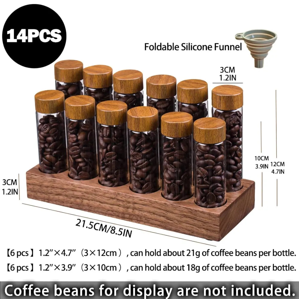Dimensions for mixed size single dosing coffee bean cellars with standard and large tubes.