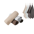 4-pack barista microfiber cleaning cloths in earth tone colors with hanging loop