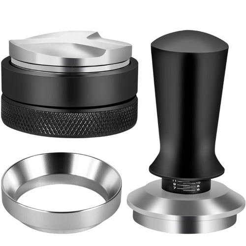 Culturbo 3-in-1 espresso tamper kit with distributor and magnetic funnel