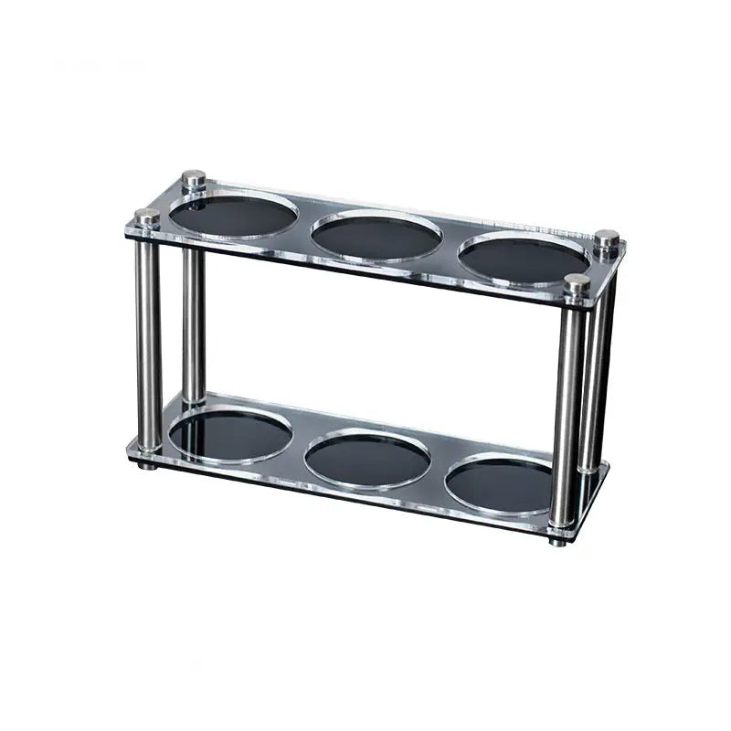 Double-tier 6-slot acrylic espresso tool organizer with stainless steel posts