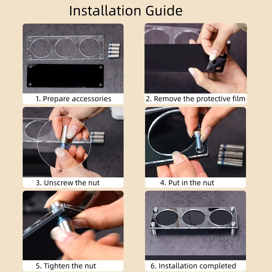 Installation guide for acrylic espresso tool organizer stand