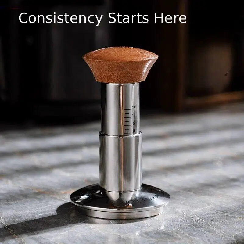 Culturbo calibrated espresso tamper beside portafilter for home espresso 