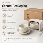 Secure packaging for ceramic latte cup and saucer set