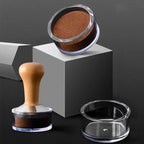 Clear espresso puck prep practice cup for home baristas