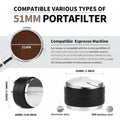 51mm espresso tamper dimensions compatible with DeLonghi semi automatic machines.