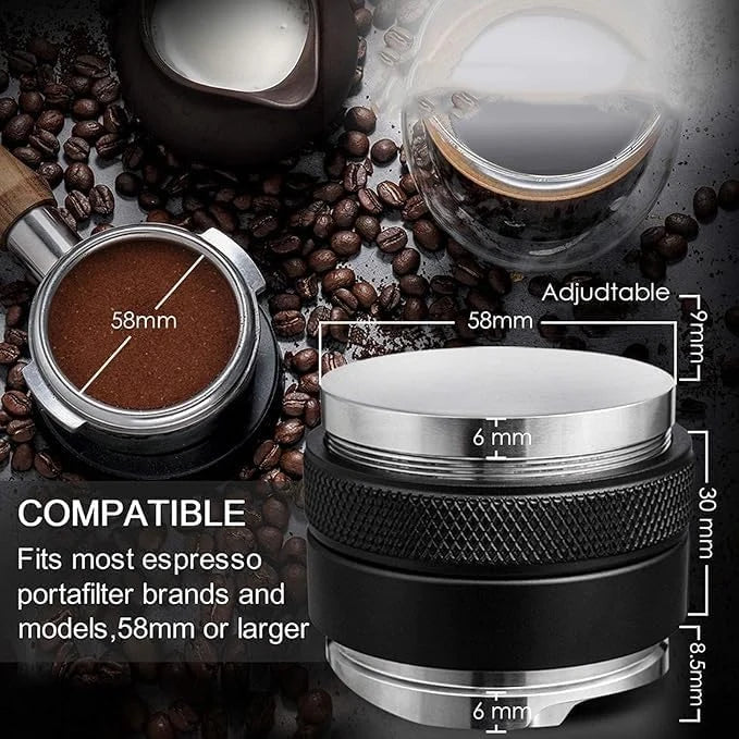 58mm commercial espresso distributor tamper compatible with E61 portafilters.
