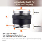 Step by step guide to adjusting depth on 2-in-1 espresso distributor and tamper.