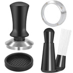 Culturbo espresso puck prep kit with tamper WDT tool dosing funnel and silicone mat
