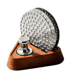 Culturbo 3-pack espresso puck screen kit with wood stand and magnetic pick-up tool