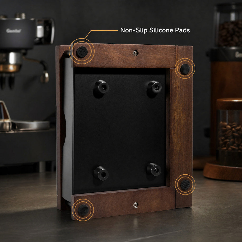 Bottom view of Culturbo espresso workflow station with non-slip silicone pads