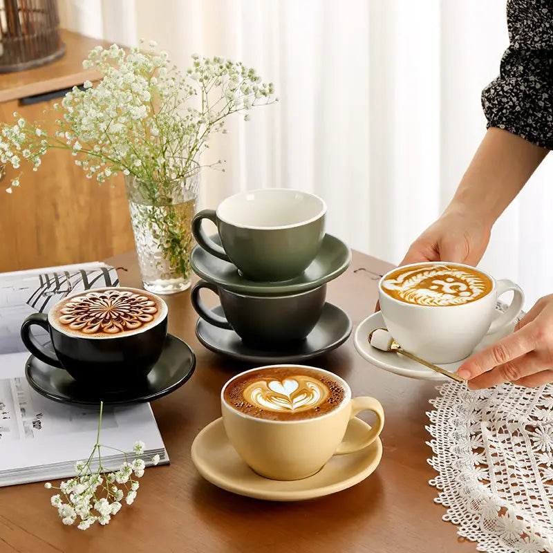 食器 Cup&Saucer 10oz Wide-Mouth Latte Art Cup & Saucer | Culturbo