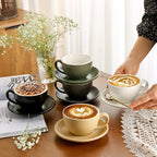 Wide-mouth latte cup and saucer for home latte art and coffee moments