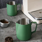 Close-up of Culturbo milk frothing pitcher internal laser-marked capacity scale and clean interior.