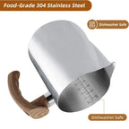 Inner measurement scale of 600ml milk frothing pitcher, dishwasher safe food grade stainless steel.