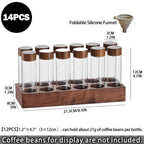 Dimensions for uniform size single dosing coffee bean cellars 12 pieces 21g.