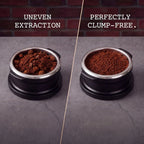 Espresso needle distributor tool before and after clump-free results