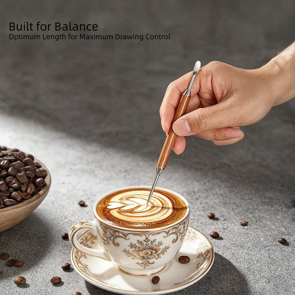 Dimension and structure diagram of the 304 steel coffee carving pen.