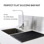 Perfect flat black silicone drying mat for kitchen sink, bar, and coffee shops.