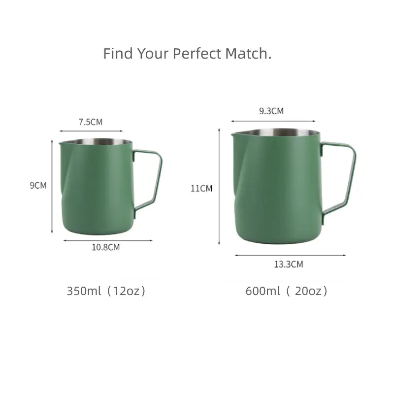 Size compatibility chart for Culturbo 350ml 12oz and 600ml 20oz jugs.