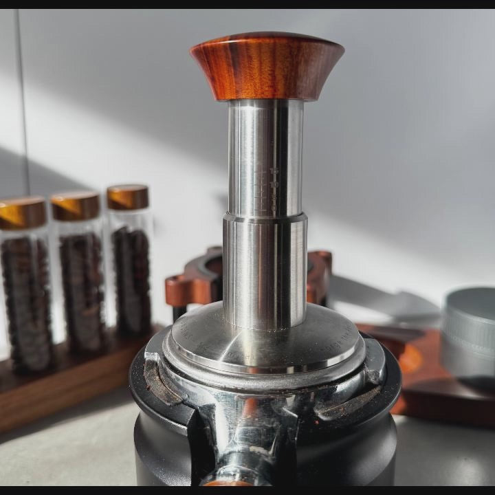 Calibrated espresso tamper demonstration for home espresso puck prep