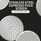 Reusable stainless steel espresso puck screen for cleaner group head