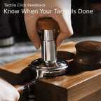 Self-leveling espresso tamper for more repeatable puck preparation