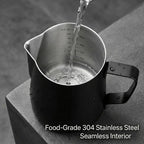Stainless steel latte art pitcher for home espresso drinks