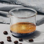 Close up shot of the extra-thick heavy-duty base of the coffee measuring glass.