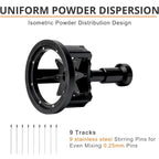 9 stainless steel stirring pins with 0.25mm tracks for uniform espresso powder dispersion.