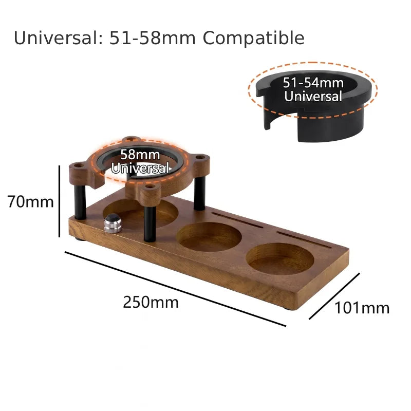 Universal 51mm 54mm 58mm espresso portafilter and tamper stand