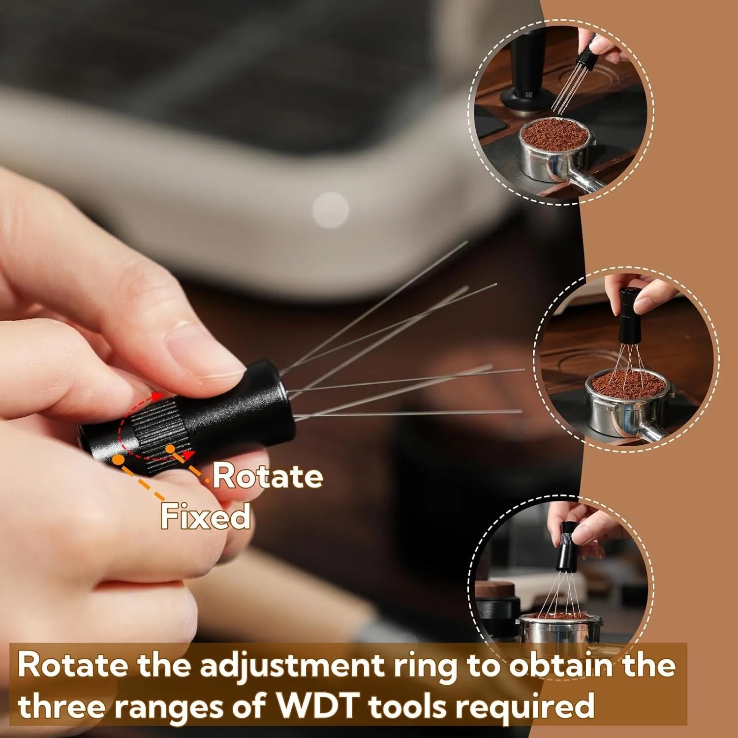 Rotating adjustment ring on WDT tool for adjustable needle spread