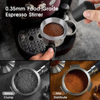 WDT espresso tool distributing coffee grounds before tamping